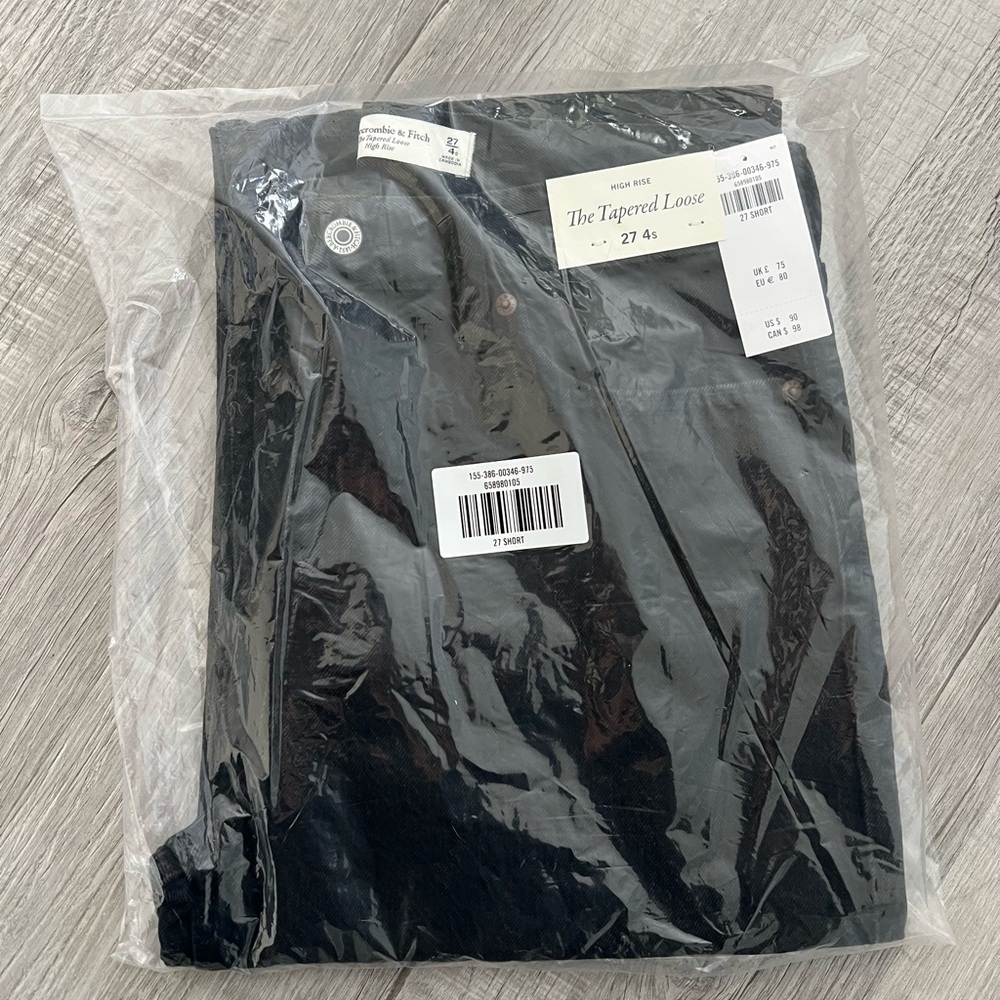 Abercrombie High Waisted Tapered Loose Black Pants